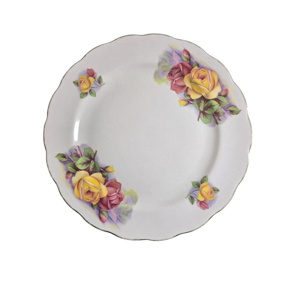 Vintage Royal Kent Made in Staffordshire England Bone China Plate Yellow Floral